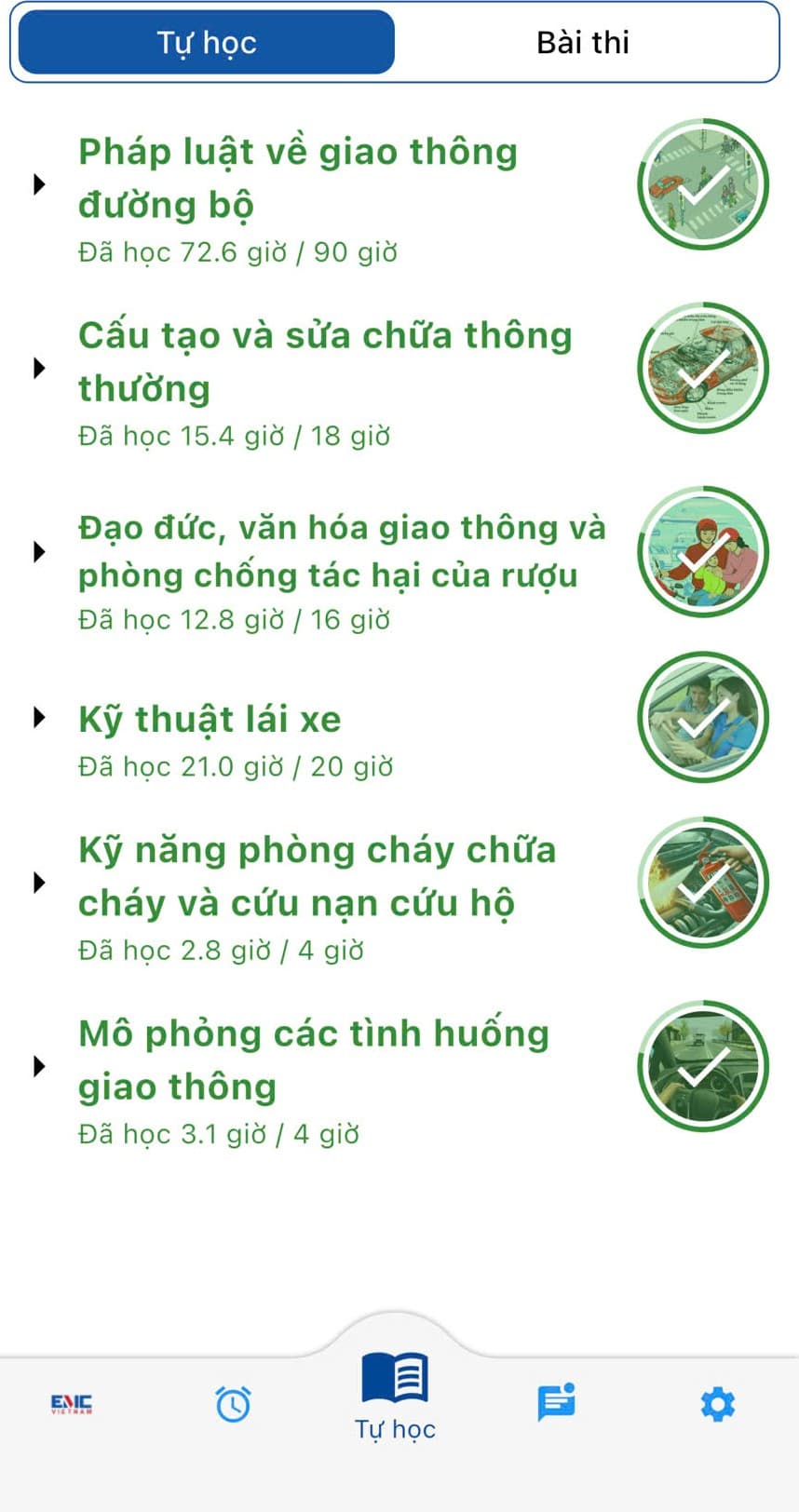 Dịch vụ học hộ lý thuyết online EMC MEETING - Giao diện hệ thống học lý thuyết bằng lái xe 1